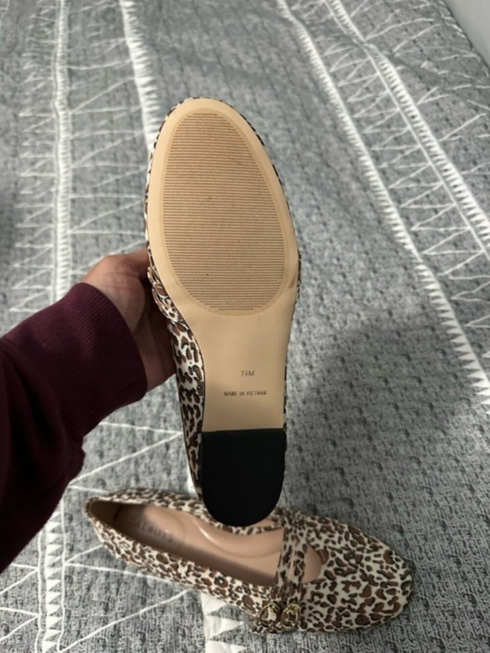 Talbots Vera Leopard Print Mary Jane Flats Gold Buckle Sz 7.5 Quiet Luxury NWOT - Picture 10 of 13
